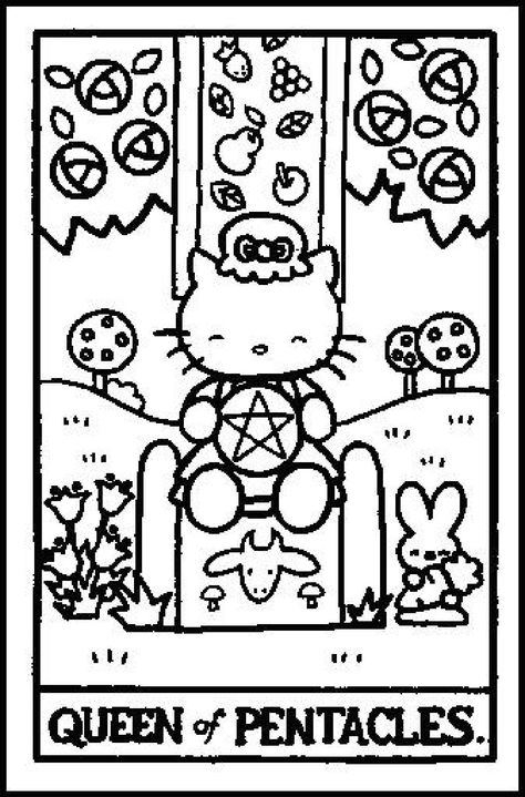 Hello Kitty Printable, Printable Color Pages, Y2k Coloring Pages, Sanrio Coloring, Queen Of Pentacles, Y2k Drawings, Frog Coloring, Taekwondo Wallpaper, Blank Coloring Pages