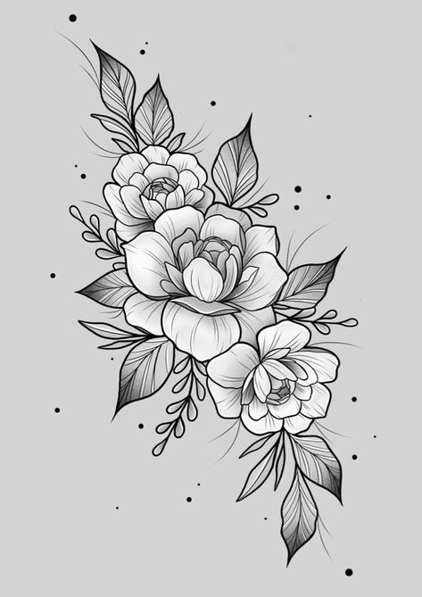 Flower Design Tattoo Sketches, Tattoo Stencils Flowers, Flower Stencil Tattoo, Floral Tattoo Designs For Women, Flower Tattoo Stencil, Flowers Tattoo Design, Flower Tattoo Stencils, Flor Tattoo, Geometric Sleeve Tattoo