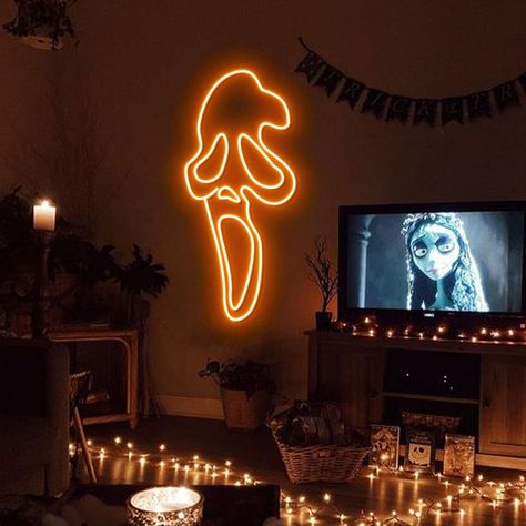 GHOST FACE NEON SIGN – NEON HALLOWEEN Face Neon Sign, Neon Halloween, The Scream, Scream Movie, Movie Series, Ghost Face, Ghost Faces, The Ghost, Led Neon Signs