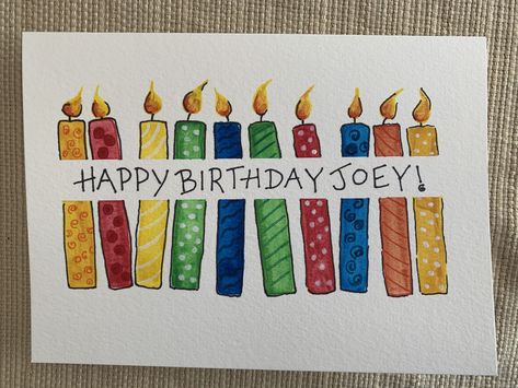 Watercolour Birthday Card For Men, Watercolor Birthday Cards For Men, Happy Birthday Cards Diy, Birthday Painting, Happy Birthday Art, Painting Birthday, Watercolor Birthday Cards, Birthday Card Drawing, Hand Lettering Art