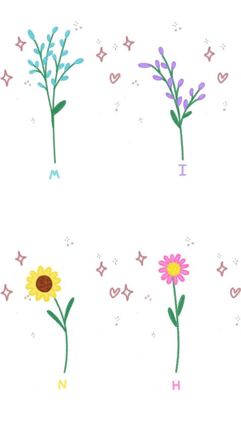 Alphabet Flowers Letters Initials, Sketchbook Easy, Flower Language, Doodles Drawings, Flower Alphabet, Flower Meanings, Cartoon Flowers, Instagram Frame Template, Cute Doodles Drawings