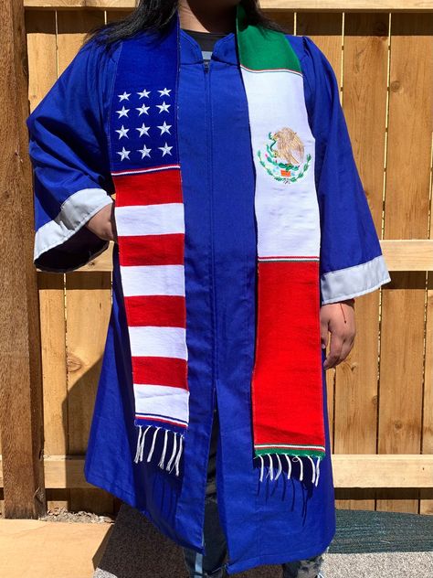 Mexican Sarape, Graduation Sash, Graduation Art, Graduation Stole, Mexican American, May 7, Varsity Jacket, Aurora, Textiles