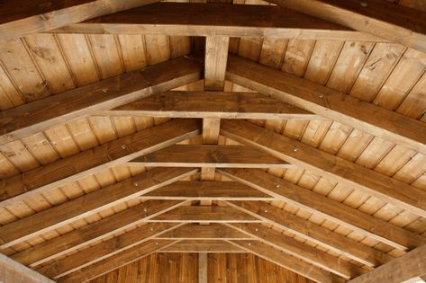 Wooden Roof Ceiling, Build A Carport, Wooden Garages, Building A Carport, Wooden Roof, Brick Roof, Roof Cladding, Roof Truss Design, Roof Ceiling