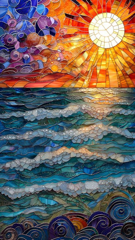 Ocean Illusion stained glass #art #wallapaper Dragon Quilt, Stained Glass Windows Church, Witch Wallpaper, Disney Artwork, Abstract Art Wallpaper, Stained Glass Diy, Hippie Wallpaper, Iphone Background Wallpaper, Stained Glass Patterns