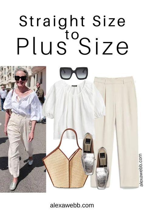 Straight Size to Plus Size - Andie MacDowell - Alexa Webb Summer Casual Outfit, Casual Outfit Idea, Silver Loafers, Alexa Webb, Plus Size Summer Casual, Andie Macdowell, Loungewear Fashion, Plus Size Summer Outfits, Outfit Inspired