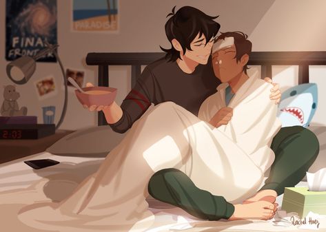 PROMPT[H]O[E] @ CAFKL on Twitter: "Ao3 tags: Keith/Lance (Voltron), sickfic, Keith is a good boyfriend, fluff, so much fluff… " Voltron Keith And Lance, Klance Cute, Keith Lance, Klance Fanart, Klance Comics, Voltron Funny, Voltron Comics, Voltron Ships, Voltron Fanart