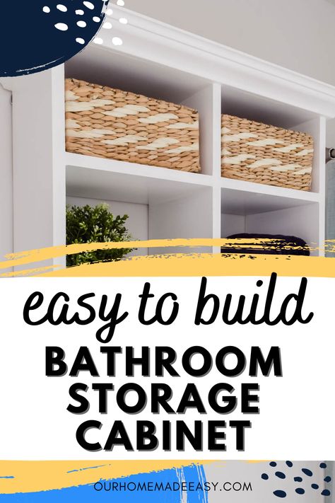 Above Toilet Storage Cabinet Diy, How To Build A Bathroom Cabinet, Open Bathroom Cabinet Ideas, Bathroom Wall Cupboard, Diy Bathroom Wall Cabinet, Bathroom Wall Cabinet Ideas, Cabinet Over Toilet Ideas, Bathroom Wall Storage Ideas, Diy Bathroom Storage Cabinet