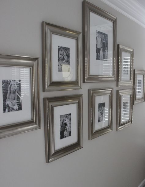 design indulgence: BEFORE AND AFTER Frame Layout, Painted Picture Frames, Photo Wall Gallery, Gallery Frames, Picture Frame Designs, Silver Picture Frames, Gallery Wall Frames, Wall Frames, Design Exterior