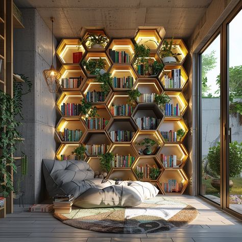 Nature Bookshelf, Organic Geometry, Design Inspired By Nature, Eye Quotes, Bali House, Home Library Design, Library Design, Storage Design, Home Library