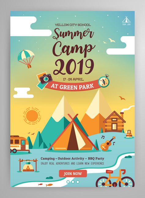 Summer Camp Poster Illustration 🏕 #graphic #graphicdesign #designinspiration #illustration #Dribbble #graphicdesigncentral #graphicdesigndaily #thedesigntip #designarf #instadaily #instamood #bestoftheday #picoftheday #supplyanddesign #graphicroozane #simplycooldesign #illustreak #illustrationage #graphicgang #graphicart Summer Camp Poster, Camp Poster, Poster Design Kids, Camp Flyer, Education Poster Design, Event Posters, Protest Posters, Desain Editorial, Event Poster Design