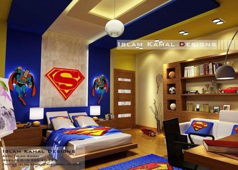 Superman Kids Room, Superman Room Decor, Bed Set Ideas, Superman Bedroom, Superman Room, Home Decor Colorful, Boy Bedroom Design, Bedding Inspiration, Toddler Boys Room