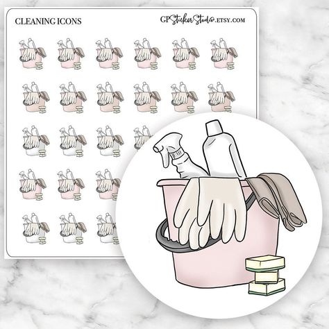 Cleaning Icons, Kikki K, New Sticker, Travelers Notebook, Erin Condren, Happy Planner, Digital Planner, Planner Stickers, Sticker Paper