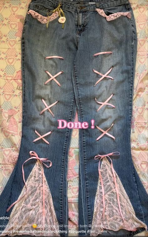 Fairy Jeans, Outfits Stylish, Upcycle Clothes Diy, Diy Clothes Design, Diy Fashion Clothing, Upcycled Fashion, Fashion Project, Diy Sewing Clothes, Refashion Clothes