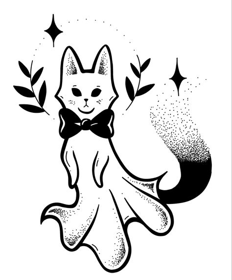 Fox Flash Tattoo, Fox Tattoo Design, Halloween Flash, Flash Tattoos, Fox Tattoo, Easy Canvas, Easy Canvas Art, Tattoo Flash Art, Black Ink Tattoos