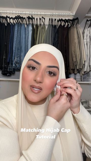 Amy K on Instagram: "MATCHING Hijab Cap tutorial 🤍" Cap Hijab Tutorial, Under Hijab Cap Tutorial, Hijab Cap Style, Hijab Without Cap, Hijab With Cap, How To Wear Hijab, Hijab Cap, Simple Hijab Tutorial, Simple Hijab