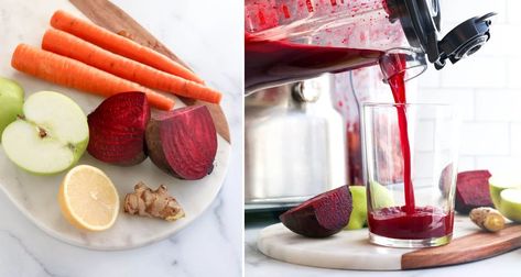 Favorite Beet Juice - Detoxinista Beet Juice Recipe, Ginger Lemonade, Raw Beets, Nut Milk Bag, Juicer Recipes, Red Beets, Beet Juice, Juice Recipe, English Cucumber