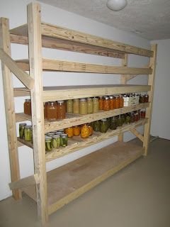 Simply Resourceful: Canning Shelves and 2012 Harvest Canning Shelves, Canning Storage, Diy Food Storage, Canning Jar Storage, Wood Pantry, Food Storage Shelves, Building Shelves, Canning Kitchen, Canning Food Preservation