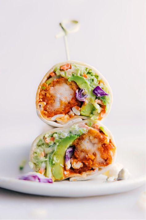 Buffalo Chicken Wraps Meal Aesthetic, Greek Couscous Salad, Buffalo Chicken Wrap, Hummus Wrap, Breaded Chicken Tenders, Buffalo Chicken Wraps, Garlic Beef, Chelsea's Messy Apron, Creamy Salad Dressing