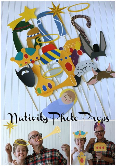 Christmas / Nativity / Three Kings Day Photo Booth Props DIY Printable download pdf  & print (24 piece set) Nativity Photo Booth, Happy Three Kings Day, Three Kings Day, Ward Christmas Party, Diy Photo Booth Props, Christmas Photo Props, Christmas Photo Booth, Photo Booth Prop, Photos Booth