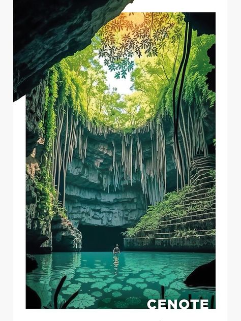 Mexican Cenotes, Cenotes Mexico, Mexico Art, Architectural Inspiration, Gouache Painting, Botanical Art, Beautiful Places, Turning, Around The Worlds