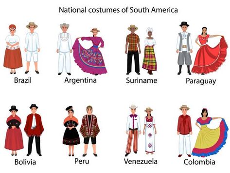 Brazil Clothing, Clothing Graphics, Costumes Around The World, America Outfit, Folk Costume, Traditional Clothing, Quick Workout, Illustration Vector, Bolivia