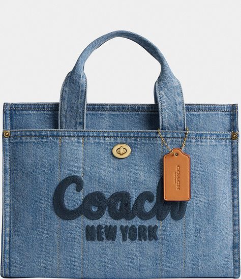 Coach Denim, Denim Cargo, Coach New York, Denim Tote Bags, Denim Tote, Women Cargos, Medium Tote, Denim Bag, Coach Bag