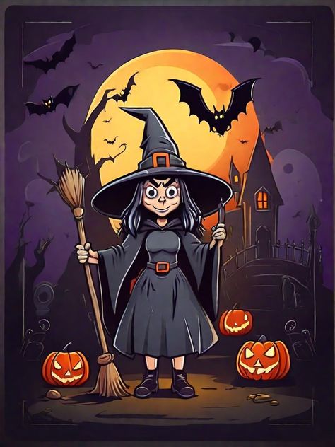 Sketch Things, Witch Cartoon, Witch Ideas, Art Coloring Pages, Cartoon Witch, Aesthetic Illustration, Halloween Cartoon, Evil Witch, Witch Face