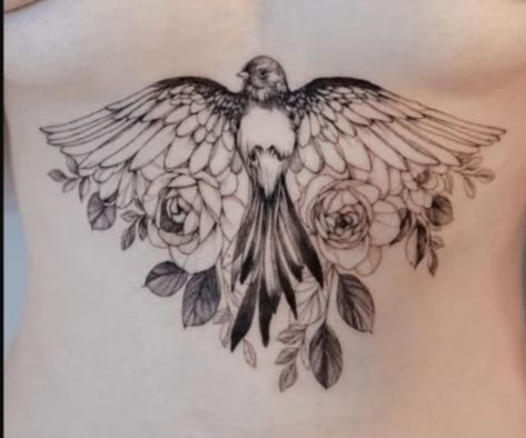 Wing Tattoo Designs, Mommy Tattoos, Floral Tattoo Sleeve, Tattoos For Black Skin, Chest Piece Tattoos, Sternum Tattoo, Bird Tattoo, Wings Tattoo, Back Tattoos