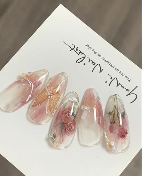 Vintage Nails, Fancy Nails Designs, Beauty Nails Design, Blush Nails, Pretty Gel Nails, Kawaii Nails, Pretty Nail Art, Elegant Nails, Prom Nails