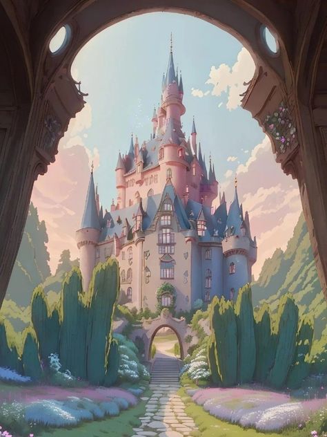 Fairytale Background, Old Disney Movies, Castle Illustration, Fairytale Aesthetic, Sleeping Beauty Castle, Karakter Disney, Blue Aesthetic Pastel, Collage Background, Fantasy Castle