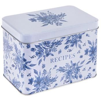 Tin Dimensions: 6.56" H x 4.75" W x 4.06" D Divider Dimensions: 4.38" x 5.94" Card Dimensions: 3.94" x 5.94 Material: Tin & Cardstock Color: Blue & Silver Pattern: Floral Quantity: 1 Recipe Box, 8 Dividers & 25 Recipe Cards Share your cherished recipes with friends and family by storing them in this Chinoiserie Floral Recipe Box. This set includes recipe cards for you to write down important ingredients, prep time, and even how many people the meal would serve. There are tabbed cards decorated w Something Blue Brunch, Place Setting Gifts, Chinoiserie French, Chinoiserie Party, Recipes With Friends, Blue Willow Wedding, Chinoiserie Kitchen, Chinoiserie Wedding, Blue And White Kitchen