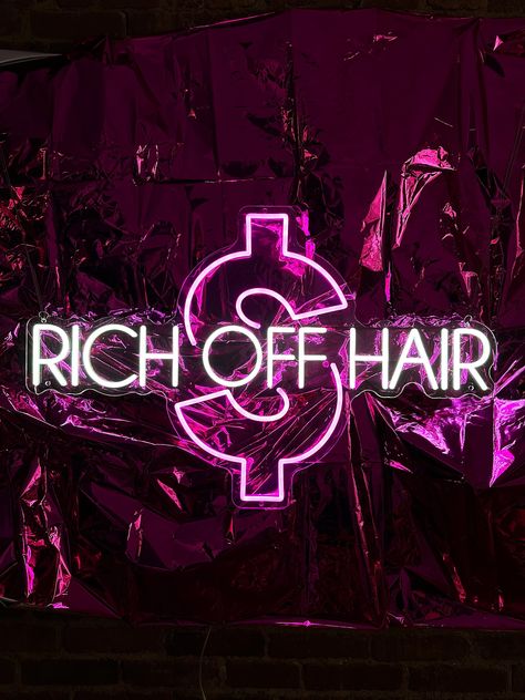 Rich Off Hair Neon Sign – Afterglo Neon Rich Off Hair Wallpaper, Rich Off Hair Sign, Rich Off Hair, Hairstylist Quotes, Salon Suites Decor, Nurse Inspiration, Hair Salon Decor, Dump Ideas, Neon Hair