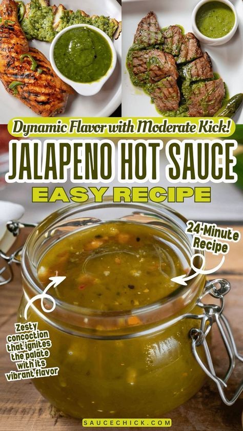 Add a fiery twist to your dishes with our Jalapeño Hot Sauce Recipe! This zesty sauce features fresh jalapeño peppers, garlic, vinegar, and a hint of lime juice, creating a flavorful and spicy condiment that's perfect for tacos, burgers, or any meal that needs a little extra heat. #JalapenoHotSauceRecipe #EasyRecipe #SpicyKick #FlavorfulFire #HomemadeHeat Jalapeño Pepper Hot Sauce, What Can You Make With Jalapenos, Canned Jalapeno Hot Sauce Recipe, Roasted Jalapeno Sauce, Jalapeno Sauce Recipe, Jalapeno Hot Sauce Recipe, Jalapeño Hot Sauce, Sriracha Sauce Recipe, Garlic Vinegar