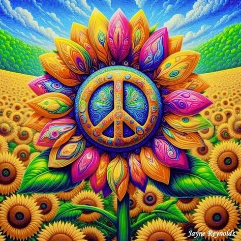 Peace Art, Happy Hippie, Hippie Art, World Peace, Peace Sign, Cross Stitch, Color, Art, Hippy Art