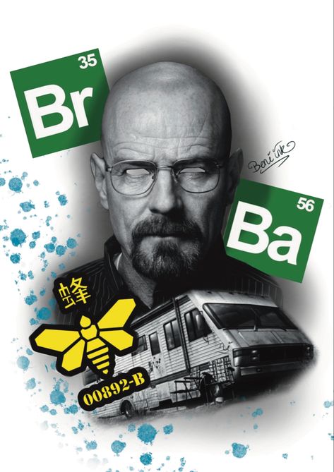 Breaking Bad Tattoo Design, Walter White, Heisenberg, Breaking Bad, Tattoo design Walter White Tattoo Design, Walter White Tattoo, Breaking Bad Tattoo Ideas, Heisenberg Tattoo, Bad Portrait Tattoos, Breaking Bad Tattoo, Walter White, White Tattoo, Breaking Bad