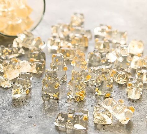 Dec 31, 2017 - Homemade champagne flavored gummy bears with edible gold flakes. These are perfect for gifting, party favors and more. Champagne Gummy Bears, Edible Gold, Golden Birthday, Gold Champagne, Gold Party, Gold Flakes, Gummy Bears, Champagne Gold, New Years Eve