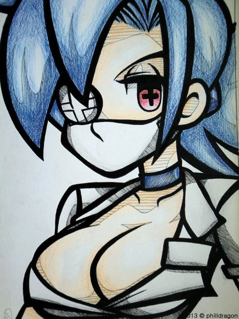 Skull Girls Valentine, Skullgirls Valentine, Valentine Skullgirls, Skullgirls Art, Pastel Goth Art, Amy The Hedgehog, Fandom Drawing, Skull Girls, Goth Art