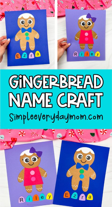 Gingerbread Name Craft For Kids [Free Template] Gingerbread Man Preschool, Christmas Learning Activities, Gingerbread Man Crafts, Gingerbread Man Activities, Gingerbread Activities, Christmas Learning, Homeschool Activity, Gingerbread Cookies Decorated, Christmas Books For Kids