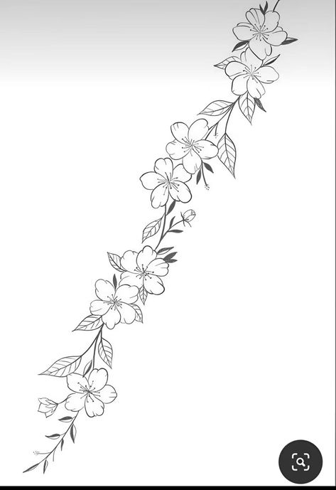 Flower Arm Wrap Tattoo Stencil, Vine Of Roses Tattoo, Flowers On Vines Drawing, Calf Tattoo Stencil, Vine Drawing Tattoo, Cherry Blossom Vine Tattoo, Cherry Blossom Tattoo Stencil, Vines Tattoo Design, Flower Tattoos Arm