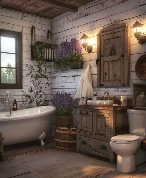 Clawfoot Tub Ideas, Clawfoot Tubs, Cottage Bathroom Ideas, Farmhouse Bathroom Ideas, Modern White Bathroom, Rustic Bath, Primitive Home Decor, Bathroom Oasis, Eclectic Bathroom