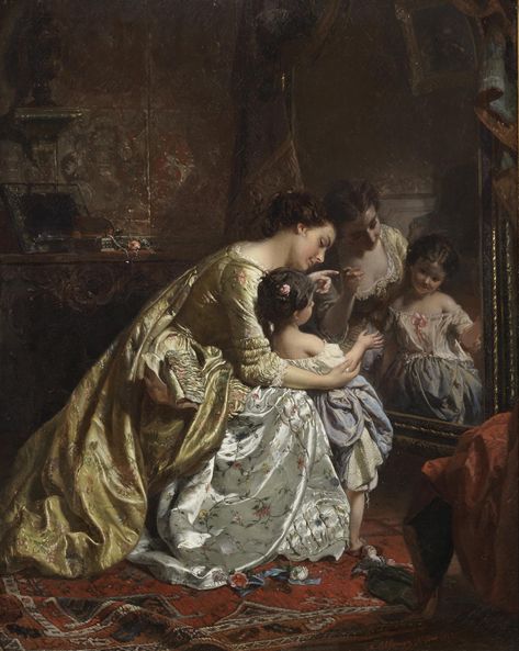 Sold at Auction: Heinrich Schlesinger, Henry Guillaume Schlesinger (French, 1814-1893) At the mirror Istoria Artei, Victorian Paintings, Rennaissance Art, Arte Van Gogh, Art Sacre, Historical Painting, Takashi Murakami, Classic Paintings, Historical Art