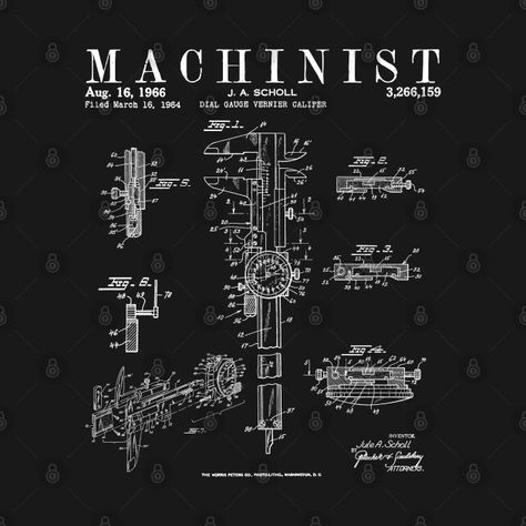 Funny Machinist Vintage Dial Caliper Patent Print Drawing WHITE - Machinist - Tank Top | TeePublic Machinist Aesthetic, Machinist Logo, Mechanics Aesthetic, Machine Logo, Vernier Caliper, Lathe Machine, Engineering Tools, Bunny Tattoos, Machine Shop