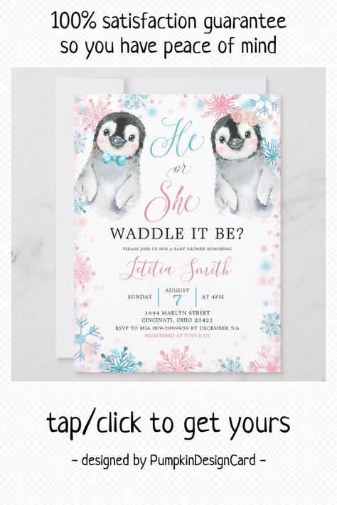 Cute Gender Reveal Themes Winter, Gender Reveal Party Winter Theme, Waddle It Be Penguin Gender Reveal, Penguin Themed Gender Reveal, Gender Reveal Party Theme Winter, Winter Themed Gender Reveal Ideas, Gender Reveal January, Gender Reveal Theme Ideas Winter, Winter General Reveal Ideas