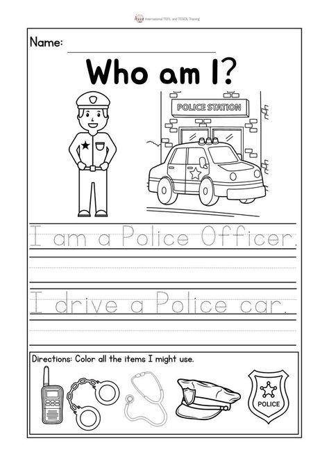 Community Helpers Worksheets, Community Helpers Unit, Police Activities, Teach English Online, Teach English To Kids, Community Helpers Theme, Community Workers, Community Helpers Preschool, Spring Words