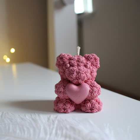 Candle Valentines Ideas, Valentines Candles Ideas, Teddy Candle, Congrats Wedding, Gingerbread Candle, Candle Home Decor, Bear Candle, Valentine Candles, Christmas Tree Candles