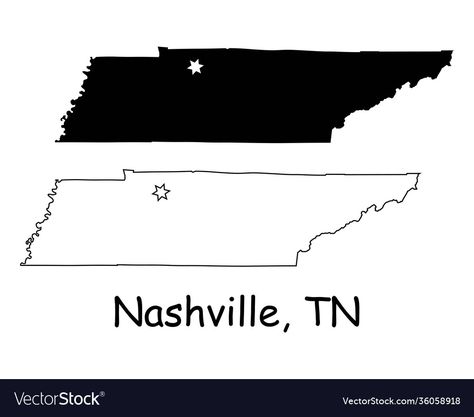 Nashville Drawing, Star Outline Tattoo, Tennessee Map, Star Outline, Outline Tattoo, City Tattoo, Tri Star, Black Silhouette, State Map