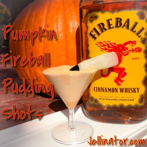 Pumpkin Pudding Shots Fireball Pudding Shots, Pumpkin Pudding Shots, Pumpkin Shots, Fireball Pumpkin Pie, Pumpkin Pie Shots, Fireball Whiskey Recipes, Holiday Jello Shots, Fireball Cocktails, Fireball Recipes