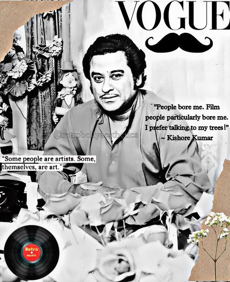 What if Kishore Kumar kept Vogue longing to shoot for him 😎❤️‍🔥 Kishore Kumar Quotes, Kishore Kumar Aesthetic, Kishore Kumar Songs, Hd Wallpaper Quotes, Vintage Bollywood Aesthetic, Bollywood Retro, 90s Bollywood Aesthetic, Old Film Stars, Gayatri Devi