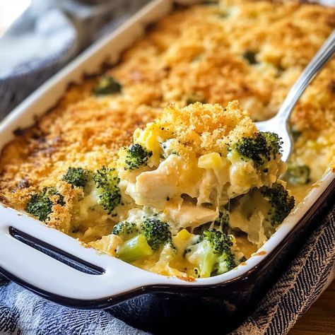 Chicken Broccoli Bake Recipe - Creamy Chicken Broccoli, Cheese And Rice, Chicken Broccoli Bake, Baked Green Beans, Chicken Fresh, Broccoli Bake, Breakfast Appetizers, Chicken Broccoli Casserole, Fresh Broccoli