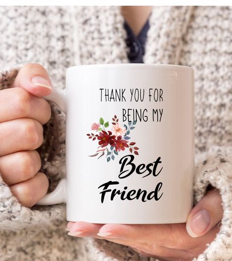 Excited to share the latest renewed addition to my #etsy shop: Best Friend Gift, Birthday Coffee Mug for Friend, Thank You For Being My Best Friend Mug, Frienship Mug Gift With Flower, BFF Gift Idea https://etsy.me/3KLqXTY #white #birthday #yes #ceramic #flowers #best Birthday Mug Gift Ideas, Friends Coffee Mug, Bff Gift, Birthday Coffee, White Birthday, Handmade Cups, Best Friend Mug, Birthday Gifts For Best Friend, Friend Mugs